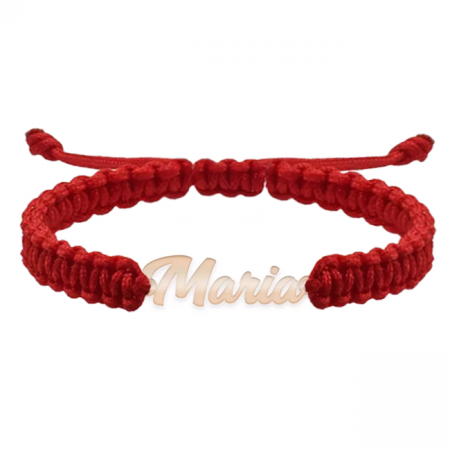 Bratari personalizate - Bratara personalizata snur impletit cu nume din argint 925 placat cu aur roz