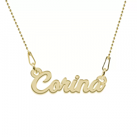 Bijuterii placate cu aur - Nomine - Colier personalizat cu nume din argint 925 placat cu aur galben 24K - Lant bile
