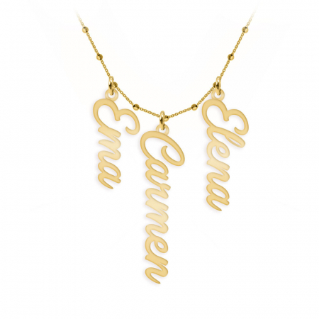 Bijuterii placate cu aur - Olelo - Colier bile argint 925 placat cu aur galben 24K personalizat cu nume