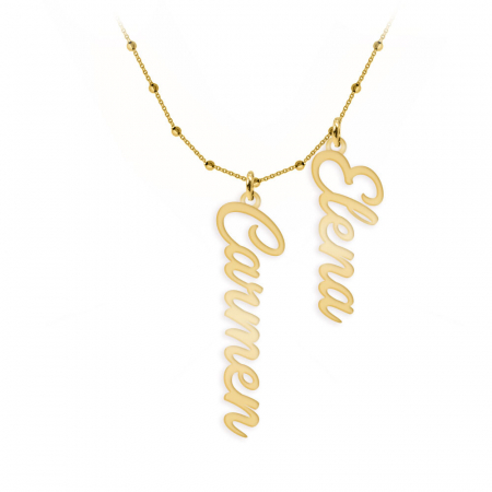 Olelo - Colier bile argint 925 placat cu aur galben 24K personalizat cu nume [1]