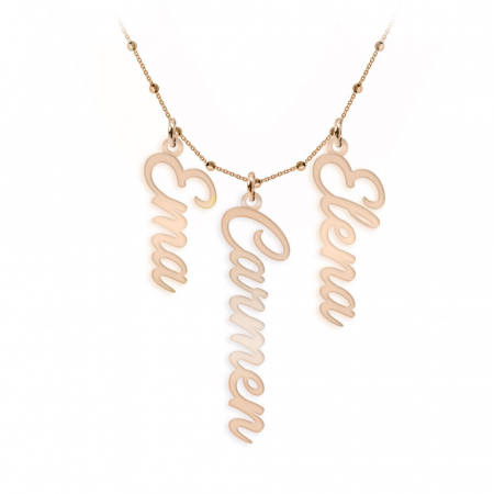 Bijuterii placate cu aur - Olelo - Colier bile argint 925 placat cu aur roz personalizat cu nume