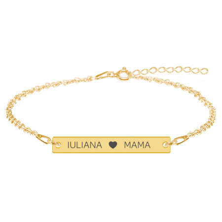 Bratari personalizate - Olivia - Bratara personalizata din argint placat cu aur galben 24K tablita