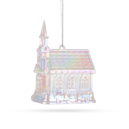 Ornament de Crăciun - biserică - irizat, acrilic - 75 x 100 x 60 mm [1]