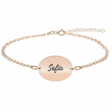 Bijuterii personalizate - Ovalia - Bratara personalizata cu nume din argint 925 placat cu aur roz