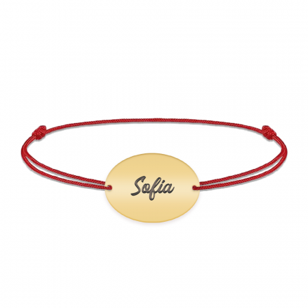 Bratari personalizate - Ovalia - Bratara personalizata snur cu nume din argint 925 placat cu aur galben 24K