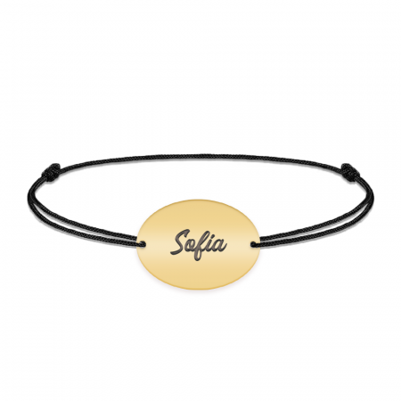 Ovalia - Bratara personalizata snur cu nume din argint 925 placat cu aur galben 24K [2]