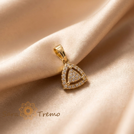 Pandantive - Pandantiv Triunghiul Fortei – Pandantiv placat cu aur 14K cu zirconia albe