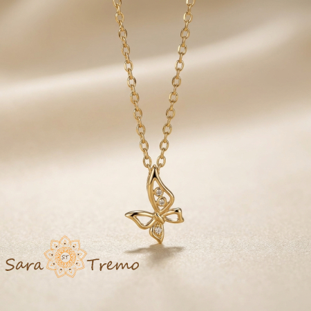 Bijuterii placate cu aur - Colier Fluturele Delicat – Colier placat cu aur 14K cu zirconia albe