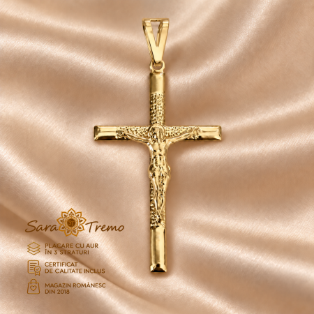 Pandantive - Pandantiv Cruce cu Iisus 5 cm, aur 18K Brazilia | SaraTremo