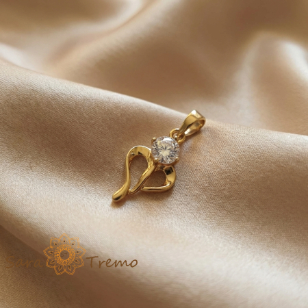 Pandantive - Pandantiv Inima Stralucitoare – Pandantiv placat cu aur 14K cu zirconia alba