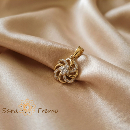 Bijuterii pentru femei - Pandantiv Floarea Armoniei – Pandantiv placat cu aur 14K cu zirconia albe