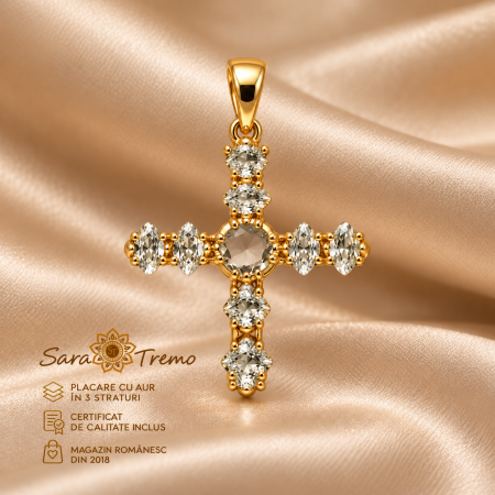 Pandantive - Pandantiv Crucea de Lumină cu zirconia, aur 18K Brazilia | SaraTremo