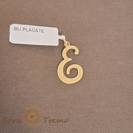Pandantiv cu litera E stilizata placat cu aur - 2 cm [0]