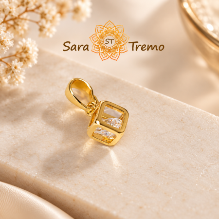 Pandantive - Pandantiv Cubul Claritatii – Pandantiv placat cu aur 14K cu zirconia alba