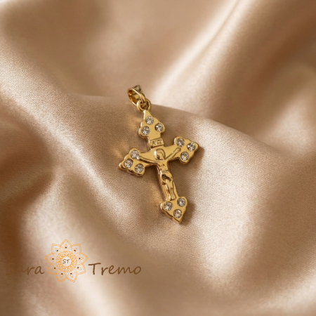 Pandantive - Pandantiv Crucea Credintei – Pandantiv placat cu aur 14K cu zirconia albe