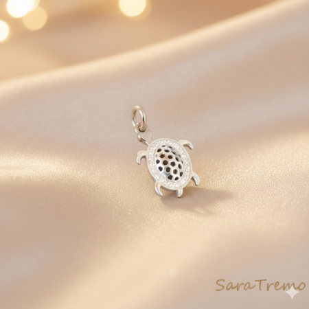 Bijuterii din argint - Pandantiv din argint Turtle - Bijuterie cu cristale zirconia fatetate