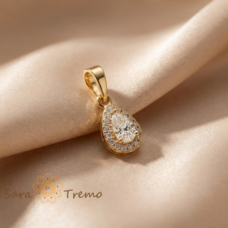 Pandantive - Pandantiv Lacrima Elegantei – Pandantiv placat cu aur 14K cu zirconia albe