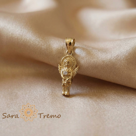 Pandantive - Pandantiv Ingerul Protectiei – Pandantiv placat cu aur 14K cu zirconia alba