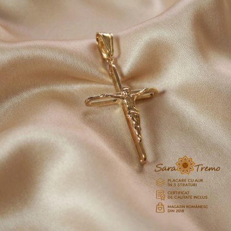 Cruciulite - Cruciuliță Sacra Fides cu Iisus 3D, aur 18K | SaraTremo