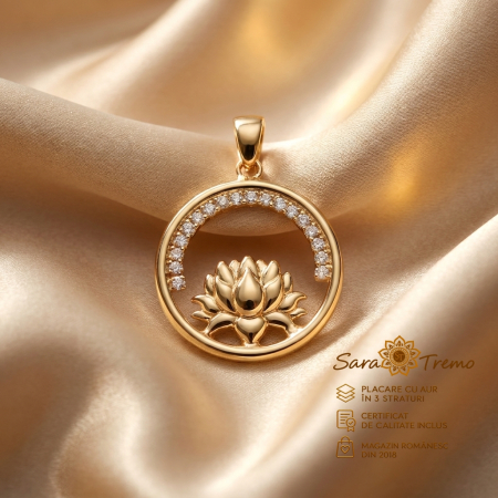 Pandantive - Pandantiv Lotus Serenity cu zirconia, aur 18K | SaraTremo