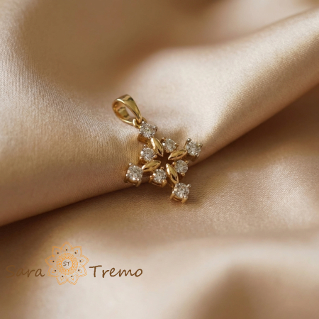 Pandantive - Pandantiv Crucea Luminii – Pandantiv placat cu aur 14K cu zirconia albe