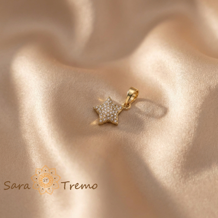 Pandantive - Pandantiv Steaua Increderii – Pandantiv placat cu aur 14K cu zirconia albe pavate