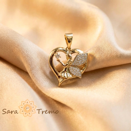 Pandantive - Pandantiv Inima Ingerului – Pandantiv placat cu aur 14K c