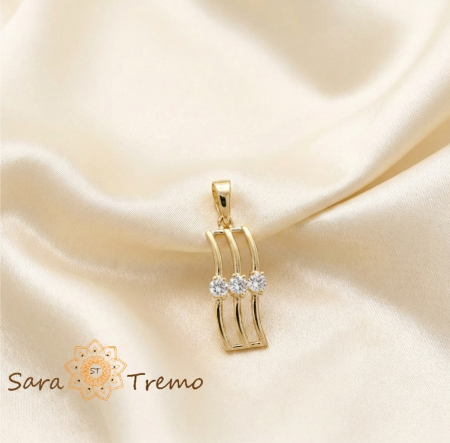 Bijuterii placate cu aur - Pandantiv Trei Stele – Pandantiv placat 14K cu zirconia, 2 cm