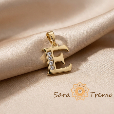 Bijuterii placate cu aur - Pandantiv litera cu zirconia, placaj triplu cu aur 14K
