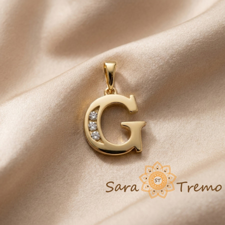 Bijuterii placate cu aur - Pandantiv litera cu zirconia, placaj triplu cu aur 14K