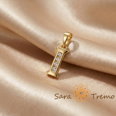 Bijuterii placate cu aur - Pandantiv litera cu zirconia, placaj triplu cu aur 14K