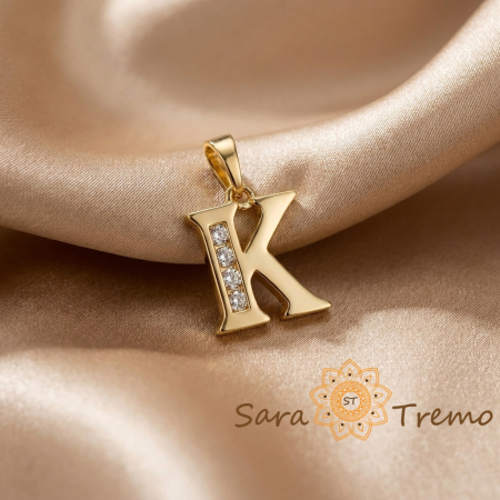 Bijuterii placate cu aur - Pandantiv litera cu zirconia, placaj triplu cu aur 14K
