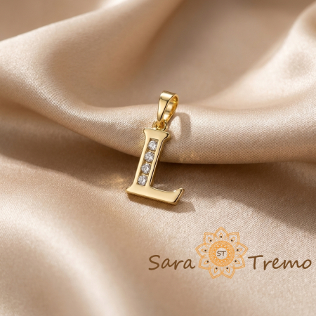 Bijuterii placate cu aur - Pandantiv litera cu zirconia, placaj triplu cu aur 14K
