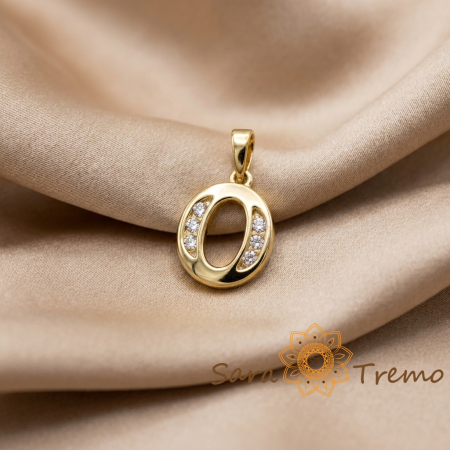 Bijuterii placate cu aur - Pandantiv litera cu zirconia, placaj triplu cu aur 14K