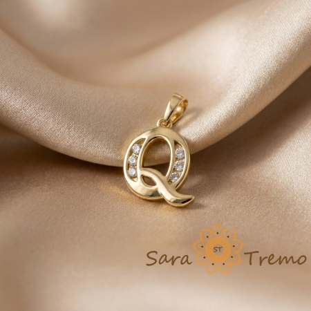 Bijuterii placate cu aur - Pandantiv litera cu zirconia, placaj triplu cu aur 14K