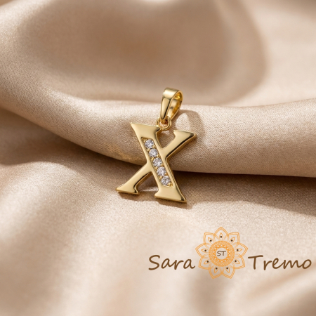 Bijuterii placate cu aur - Pandantiv litera cu zirconia, placaj triplu cu aur 14K