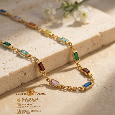 Colier Chromia cu cristale multicolore, aur 18K | SaraTremo [1]