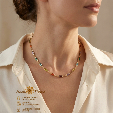 Colier Chromia cu cristale multicolore, aur 18K | SaraTremo [2]