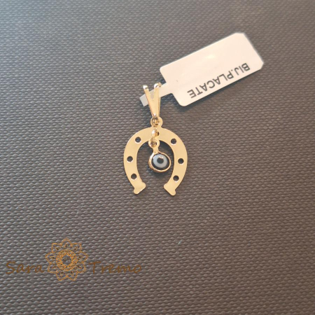 Bijuterii placate cu aur - Pandantiv potcoavă cu ochi protector – placat cu aur 18K