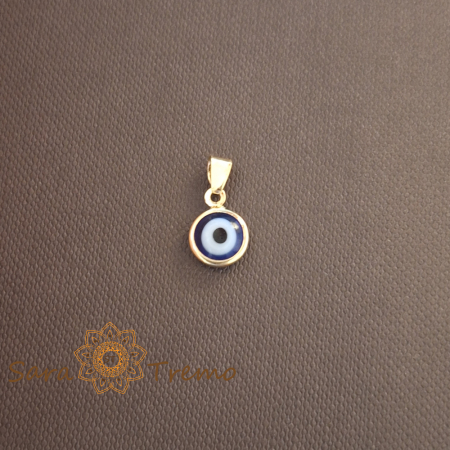 Pandantiv placat cu aur, simbol ochi protector – design mediteranean, 1 cm [0]