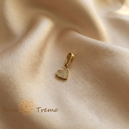 Pandantive - Pandantiv Inima Luminoasa – Pandantiv placat cu aur 14K cu zirconia albe pavate