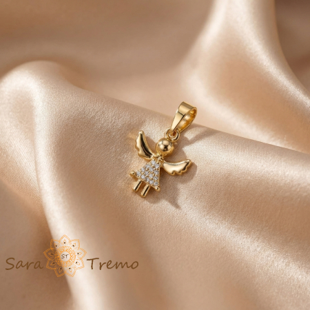 Pandantive - Pandantiv Ingerasul Sperantei – Pandantiv placat cu aur 14K cu zirconia albe