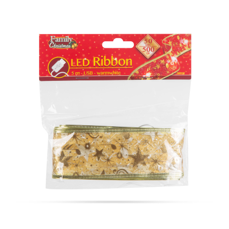Panglică LED de Crăciun - aurie - 5 m x 5 cm - 2 x AA [1]