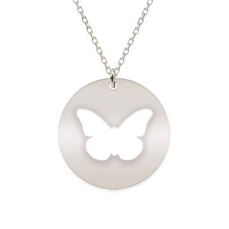 Lantisoare si coliere din argint - Papilio - Colier personalizat cu fluturas decupat din argint 925 - Banut