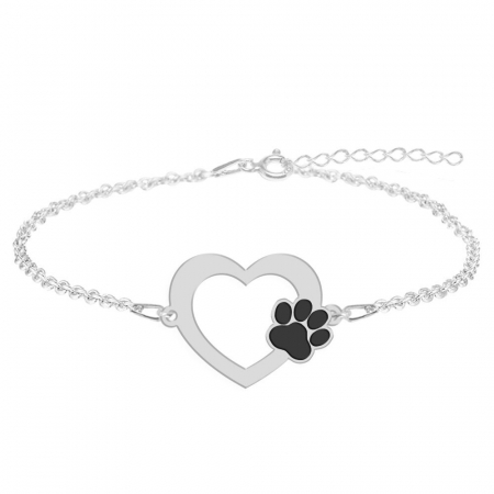 Paw Lover - Bratara personalizata inimioara si labuta din argint 925 [1]