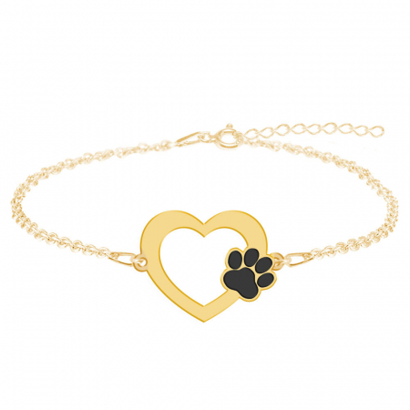Paw Lover - Bratara personalizata inimioara si labuta din argint 925 placat cu aur galben 24K [1]