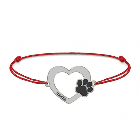 Bratari personalizate - Paw Lover - Bratara personalizata inimioara si labuta - snur