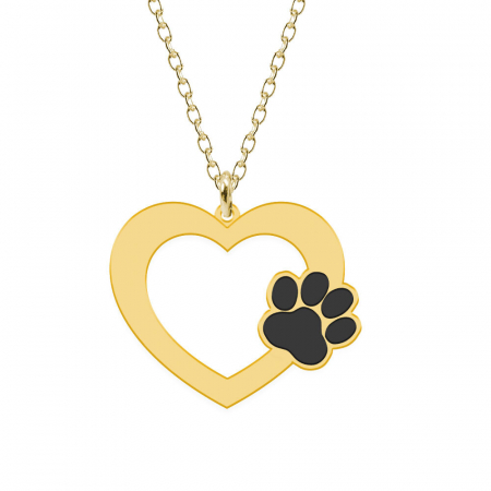 Paw Lover - Colier personalizat din argint placat cu aur galben 24K - Inima [1]