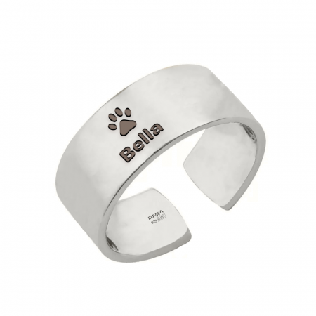 Inele personalizate - Paw Lover - Inel reglabil personalizat labuta si nume din argint 925