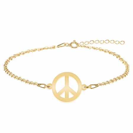 Bratari personalizate - Peace - Bratara personalizata semnul pacii din argint 925 placat cu aur galben 24K